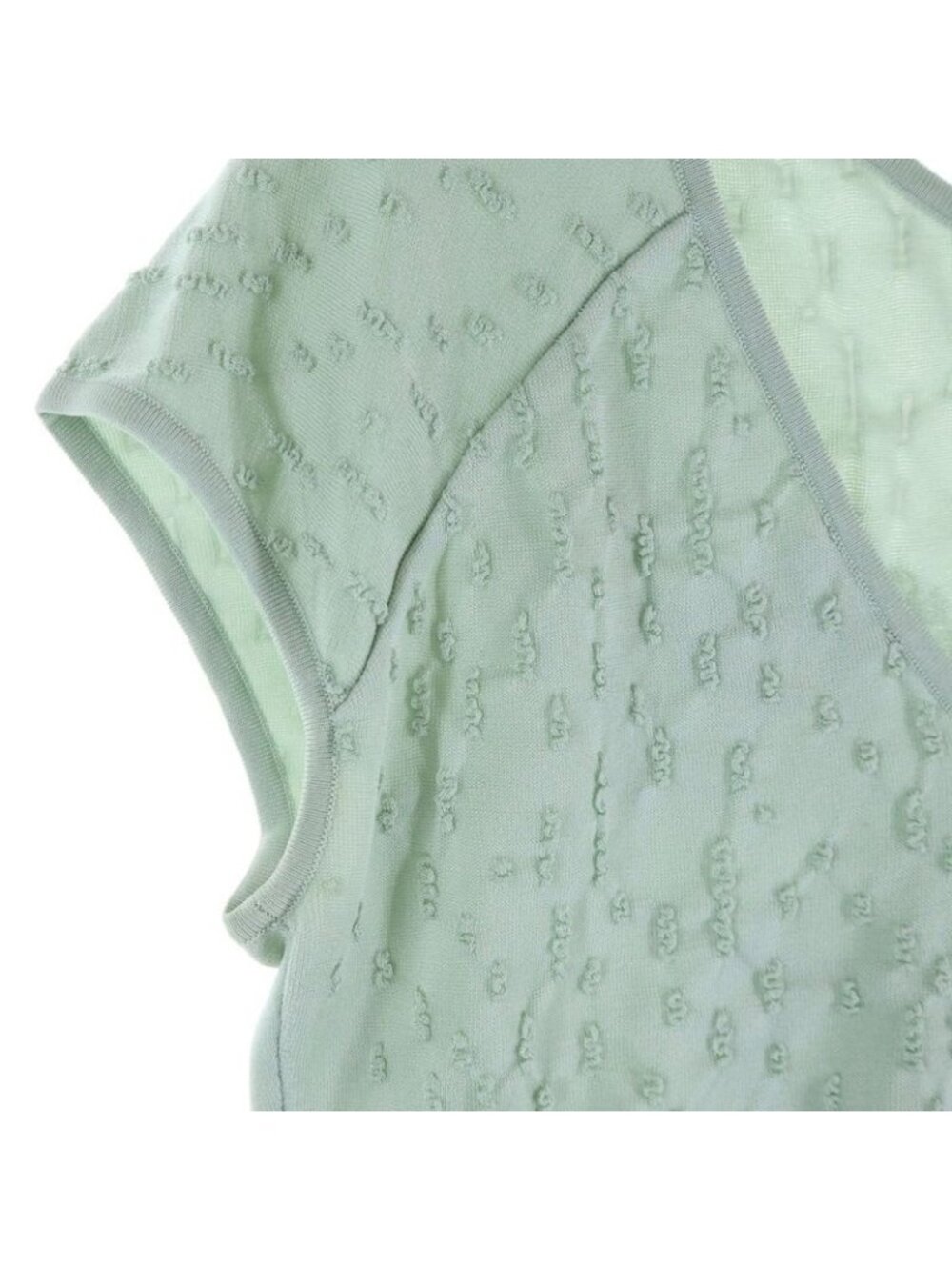 Chanel No Sleeve Knit Light Green Flat - Picture 4 of 8